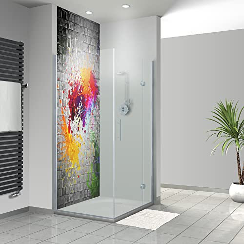 WANDFREUDE individuelle Duschrückwand Aluverbundplatte auf Maß (1 Stück - Farbspritzer - Seidenmatt) – Dusche Wandverkleidung Duschwandverkleidung Duschrückwände