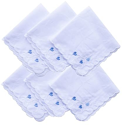 CoCoUSM Womens Handkerchiefs Lace Embroidered Cotton Handkerchiefs White3PCS