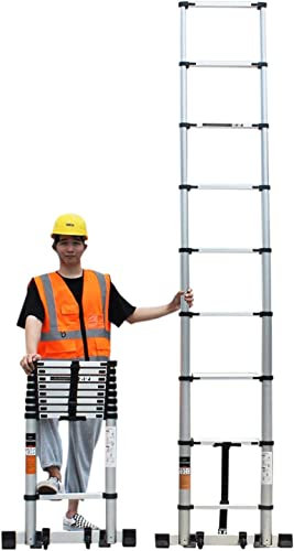 KEppd Scala Telescopica Pieghevole 15ft 16.5Feet 20ft 23ft 26ft, Scale Telescopiche Professionali per Impieghi Pesanti per Loft Domestico 5 6 7 8 Metri, Scala di Estensione per Salita su