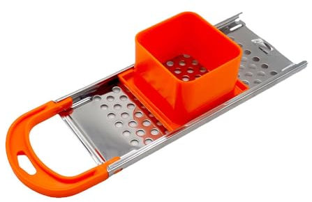 Spatzle Noodle Maker, Stainless Steel Spaetzle Noodle Dumpling Making Tool with Safety Pusher and Comfortable Handle, Kitchen Pasta Scraper - Orange