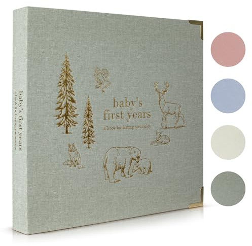 Keepsake Baby Memory Book for Boys and Girls – Timeless First 5 Year Baby Book – Neutral Journal Scrapbook or Photo Album - Record a Milestone for Every Event from Birth to Age 5