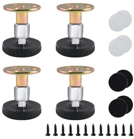 JANDH 4 Pièces Pied Reglable pour Meuble, Pied Meuble Métal, Pied Reglable de 27 à 64 mm, Solides et Stables, Vis de Verrouillage ou auto-adhésifs, Pieds Réglables pour Mmeubles ou équipements