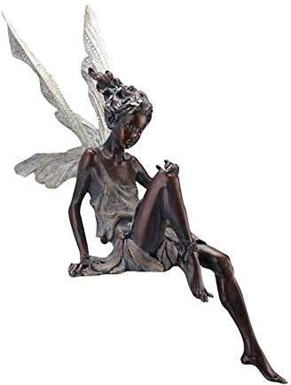 Generisch Elfenfiguren Garten, Sitzende Feenstatue aus Kunstharz, Tudor und Turek, Gartenfiguren, Feenstatue, Feen, Braun