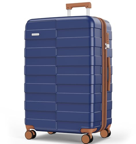 Vipbox Valigie Rigide Grande 75cm (3 ANNI DI SERVIZIO VIP) Espandibile 100% Policarbonato Ultra Leggera Set Trolley da Viaggio Durevole Valigia con Chiusura TSA e 4 Ruote, Blu Classico