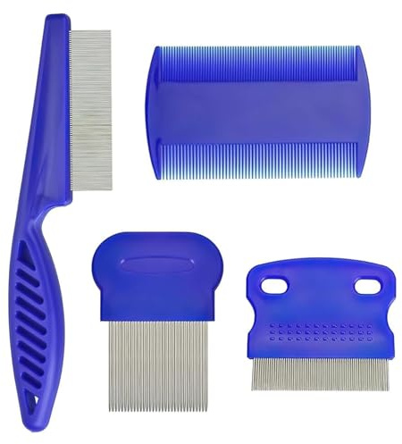 Tsathoggua eigne Anti Puces pour Chats et Chiens, Anti Puces pour Petits, Moyens et Grands Animaux de Compagnie, it de Toilettage de 4 Pièces (Bleu)