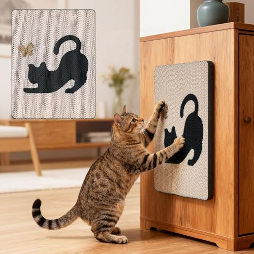 Ownpets Kratzbrett Wand, Katzenkratzbretter Wand, schützt Möbel vor Kratzern, Maße 44 x34 cm, Kratzwand für Katzen für Sofaschutz, geeignet für Glas, Holz und Fliesen, Weiß