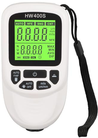Digitales Schichtdickenmessgerät, Hochpräzises Lackdickenmessgerät, 3 Einheiten, Lack-Mil-Dickenmessgerät, Mil-Beschichtungstiefenmessgerät, Tester für Autos, Lackmessgerät (WHITE)