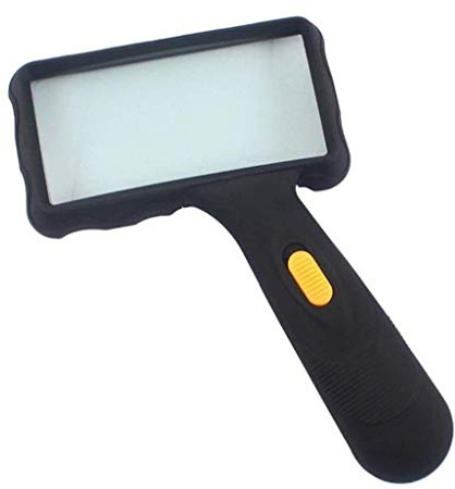 ABNNHK Lupa de Pantalla Lupa Rectangular Lente 10X con Luces LED Lupa para Leer Libros Trabajos de Joyería con Lupa de Mano Iluminada Lupa de Mapa con Luz LED Doble
