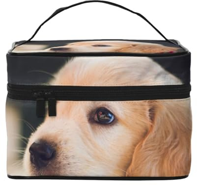 ESNAIUVCD Kulturbeutel mit Hunde-Aufdruck, große Kosmetiktasche, Reise-Make-up-Tasche, Organizer für Damen, Schwarz , Einheitsgröße, Kosmetikkoffer