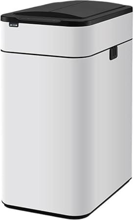 ASerZenith Poubelles Poubelle Automatique en Acier Inoxydable avec Couvercle, Poubelle de Cuisine à Ailes Ouvertes, Poubelle Intelligente Moderne 9/15/30/50/60 L pour Usage domestiq(White-60L)