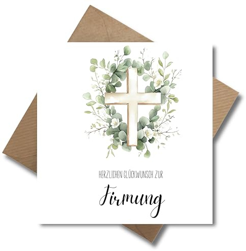 WBdesignz Glückwunschkarte zur Firmung mit Umschlag - Firmung Kreuz Glauben Gott Christen Christentum Segenswünsche Wertschätzung Glaube Sakrament (quadratisch 125 x 125 mm)