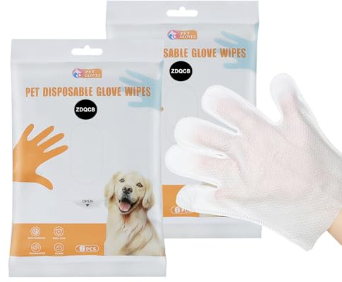 Haustiertücher für Hunde und Katzen, Katzentücher, Hunde-Tücher, Reinigung, desodorierend, hypoallergen, Katzentücher, Reinigung von Fell und Hintern, Haustierpflege-Handschuhe für Hunde, (12 Stück)
