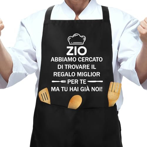 QONCV Regalo Zio Natale, Regalo Zio Zii Grembiule da Cucina Compleanno Natale San Valentino Pasqua Pensione Anniversario Idee