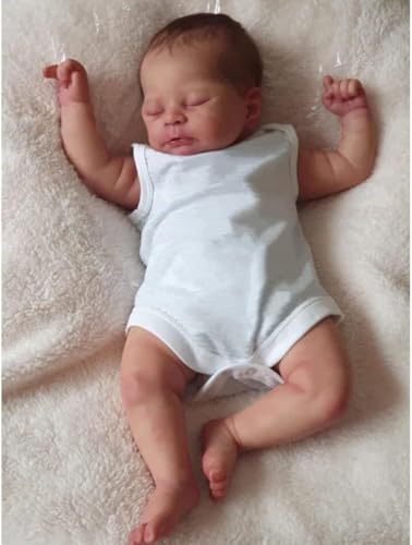 TERTYRES Lebensechte Reborn-Baby Puppen 20 Zoll 50cm Weiches Silikonvinyl mit Stoffkörper Reborn Puppen Junge Wie Echt Neugeborenes mit geschlossenen Augen