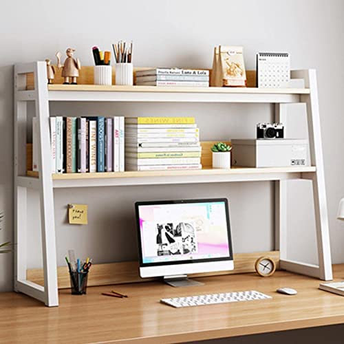 Schreibtisch-Bücherregal mit 2 Ebenen, Stahlrahmen, Leiterregal für Heimbüro, Computer-Schreibtisch-Aufbewahrung, Bücherregal und Präsentationsregal, stilvolle Arbeitsplatte