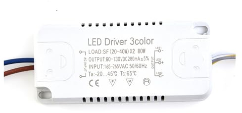 Transformador LED, Controlador LED de 3 colores, adaptador de 8-24 W, 20-40 W, 30-50 W, 40-60 W, 50-70 W for iluminación LED, reemplazo de transformador sin aislamiento.(20-40W)