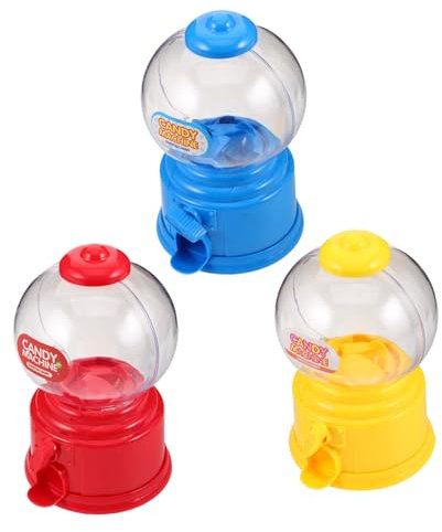 Healifty 3pcs Mini Candy Dispenser Machine Gumballs Candy Dispenser Desktop Holder for Boys and Girls Plastic Snack Box Interactive Vending Machine for Parties