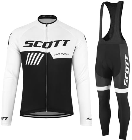 Tedila Radtrikot Langarm Herren Set Rennrad Trikot Fahrradtrikot | Radsportanzüge mit 5D Gepolsterte Trägerhosen Reißverschlusstasche Herbst Winter Warm und Bequem