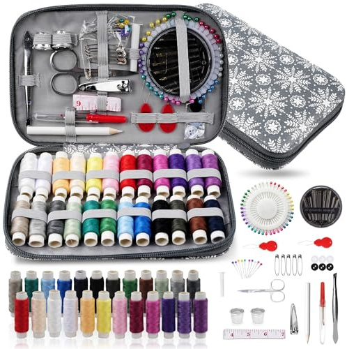 LetCart 126 Pezzi Set Cucito, Mini Set Cucito da Viaggio Completo con Custodia per Trasporto, Kit per Ccucire per Principianti, Adulti, Emergenze, Filo, Bottoni, Spille, Aghi, Apriasole (A)