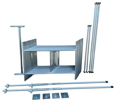 Toptower Classic Scaffolding Tower 6.3m (Working Height) 4' x 4' Base Size DIY Galvanised Scaffold Tower (Basic Kit with Stabilisers)
