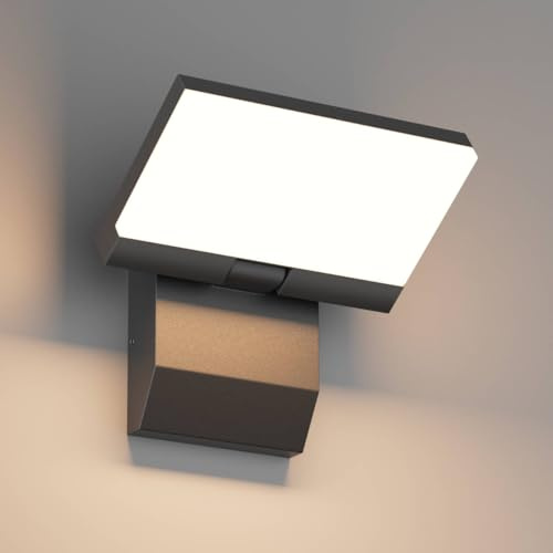 K-Bright 24W wandleuchte aussen, Wasserdicht IP65 LED Außenlampe Schwarz | 3000K Warmweiß aussenlampe wand, 220V Außenwandleuchte für Haustür, Garten Terrasse