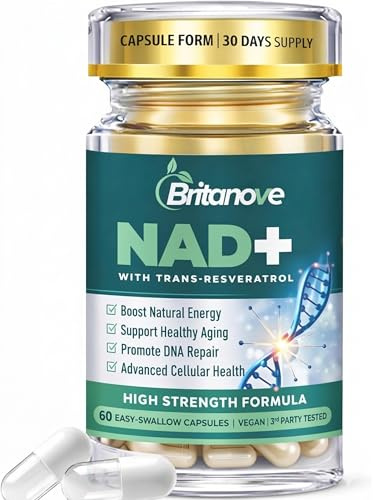 NAD+ with Trans Resveratrol Capsules 650mg, High Strength NAD+ Supplement for Energy, Anti-Aging, DNA Repair & Cellular Health 60 Capsules
