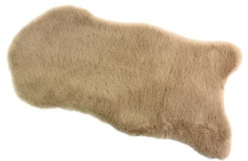 Kunstfell Deko 50×25cm Kaninchen Felloptik Tischläufer (Beige) | Dekofell aus Polyester, flauschig weiche Haarlänge, Fellimitat, Dekoration, Möbelauflage, Geschenkideen, Wohnaccessoire