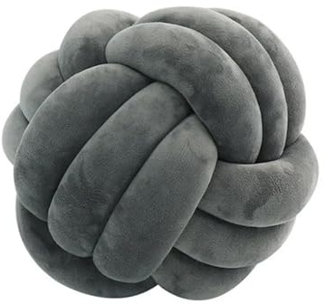XIUsheUA Handknuten kudde soffkudde, sängkudde, enfärgad, handvävd, dekorativ knuten boll (mörkgrå, 20 x 20 cm)