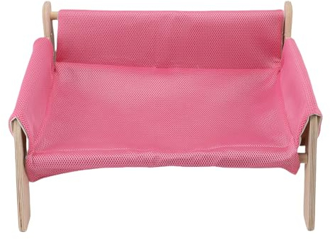 Juqrelith Erhöhtes Katzen Sofa Aus Holz, Stabile Konstruktion, Stark Belastbar, Bequemer Hängematten Stil - Sicherer Rückzugsort, Kratzmöbel Funktion, Für Katzenliebhaber Zuhause (Rosa)