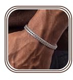 YADOCA Armband för män, 316L rostfritt stål armband för män i silver och svart, klassisk Franco-kedja silverarmband för män med justerbar förlängare, vattentäta smycken med presentask