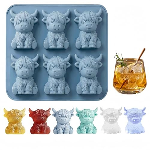 Mini Highland Cow Ice Cube Tray – Fun Silicone Mold for Whiskey, Cocktails & Party Ice. Easy-Release Design, Perfect for Chocolates, Candies & Jellies.