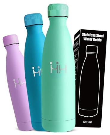 Mujigaga Botellas Termicas, 500ml Cantimplora, A Prueba de Fugas, Termo de Agua sin BPA, Cantimplora Termica, Mantiene 24H Frio/12H Calor, Aislamiento al Vacío, Termo Agua Fria para Jugo, Oficina