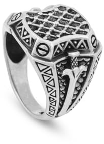 Jewellery Pit - Schwert-Siegelring, Gothic Ring, Statement Ring, Vintage Ring,Ring für den kleinen Finger, Sterling Silber, Geschenk für ihn, Schmuck