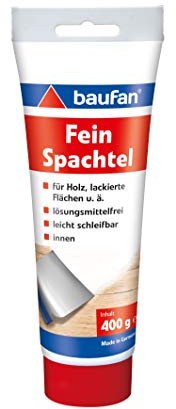 Baufan Feinspachtel Weiß 400g I Für Holz, lackierte Flächen uvm I Lösungsmittelfrei, leicht zu glätten & gut schleifbar I Optimaler Untergrund I Innen