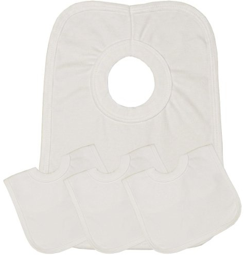BabyPrem Babylätzchen Packung mit 4 Pop über den Kopf Baumwolle Farbigen Lätzchen WEIß