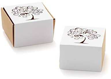 50pz Scatola Cubo Portaconfetti cartoncino traforato GABBIETTA, ALBERO DELLA VITA Prima comunione battesimo (ALBERO DELLA VITA)