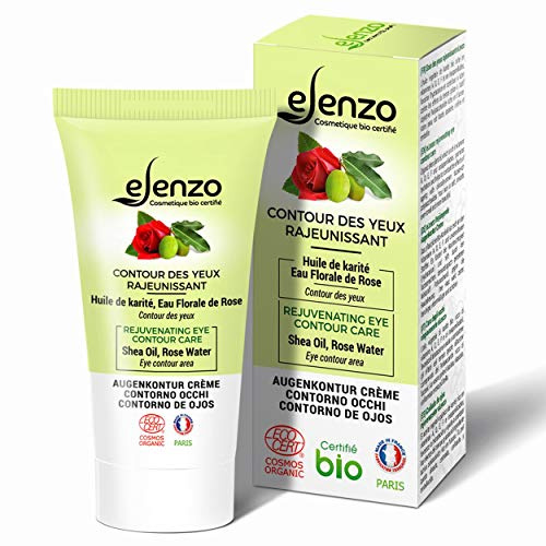 eLenzo • Crema Contorno Occhi Ringiovanente Certificata Organica (BIO) • Olio di Argan, Olio di Noccioli di Albicocche • COSMOS ORGANIC ECOCERT • Made in France • Tutti i Tipi di Pelle • 30ml
