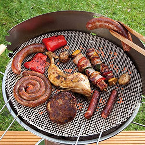 Ingeniously 3Pcs Non Stick BBQ Grill Mesh Mat, Heat Resistance Round Grid Shape Grill Mat Reusable Barbecue Mat