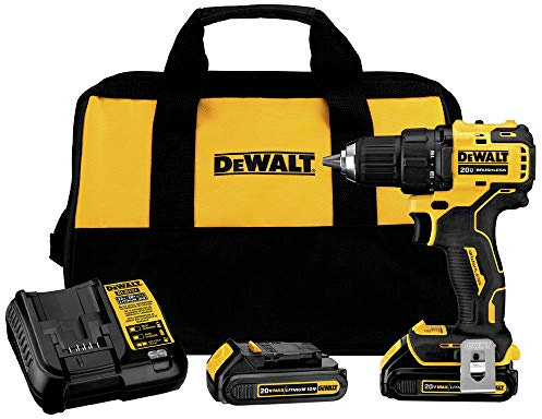 DEWALT DCD708C2 Atomic 20V Max Lithium-Ion Brushless Cordless Compact 1/2 In. Drill Driver Kit