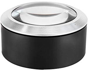 Reading Magnifiers,5X Dome Magnifying Glass 3 LED Lighted Page Book Magnifier Hand Held Desktop Magnifier Illuminated Magnifiers Map Jeweler Loupe Paperweight Watchmaking Magnifier Jewelry Loupe