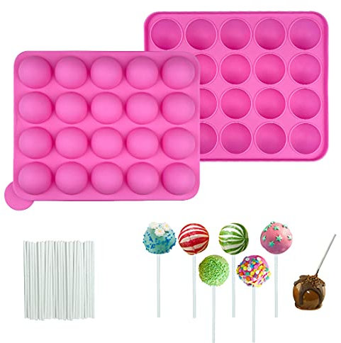 Moule Pop Cake, 20 Moule Sucette, Moulle Popcakes, Moules à Lollipop Bonbon Kommt mit 20 Lollipop Sticks, Moules À Sucettes en Silicone, Pop Cake, Pour Faire Sucettes Fudge