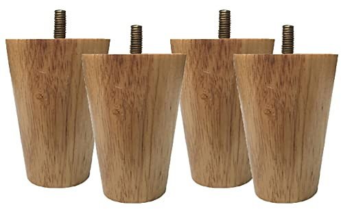4 Stück Holz Möbelfüße Holz Sofafüße Tischbeine M8 Möbelbeine aus Eiche für Sofa Schrank Kabinett Couch Stühle Bett Holzfarbe (18cm)