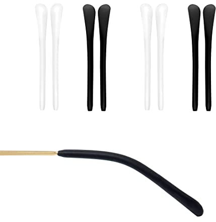 Zeayebsr 4 Paare Silikon Überzüge Silikon Antirutsch Überzüge Rutschfest Sanft Antirutsch Brillenbügel Reparatur ErsatzteileUniversal Brillenbügel (Schwarz und weiß)