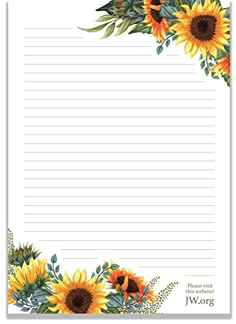 JW Bloc de lettres A4 ligné en papier cadeau (grands tournesols)