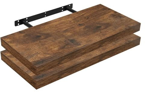WOLTU Wandregal,Schweberegal Vintage Braun,50x22.9x3.8cm,MDF 2er | Wandregal Wandboard Bücherregal Regale für Deko für Büro, Wohnzimmer, Schlafzimmer, Küche