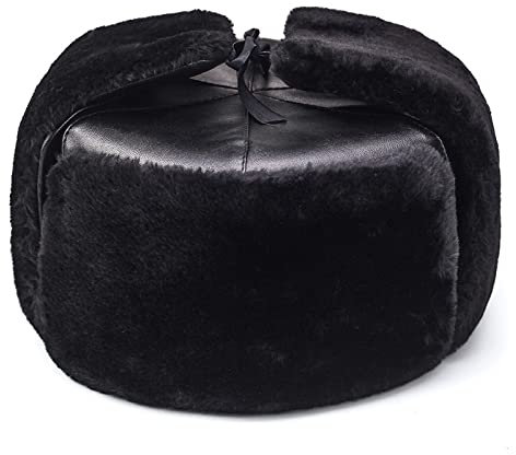 Ciamlir Russische Mütze Winter Outdoor Warmer Uschanka-Hut Für Herren, Kalt Und Winddicht, Verdickter Militärhut, Schwarz, Einheitsgröße