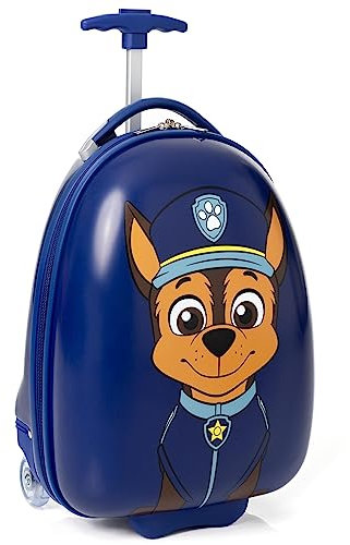 Paw Patrol Chase Valise Enfants | Garçons Marine Cabine Petit Couverture Rigide Vacances Bagages À Porter sur Chariot avec Poignée Extensible | Personnage animé de Policier