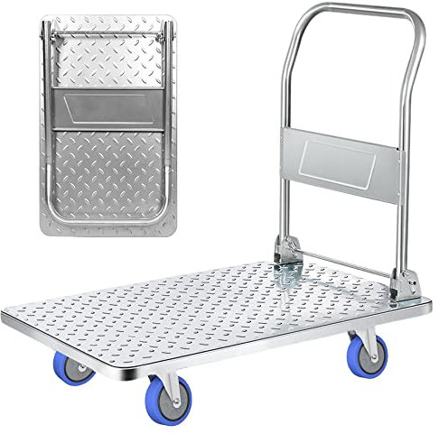 Plattformwagen mit Rädern. 250 kg Last Klappschubkarre. Handplattformwagen, Antikollisionstransport für Umzüge, Lager. Titan Stahl.