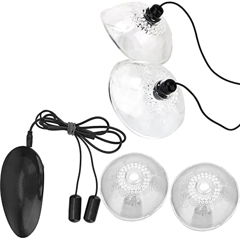 ScreaAss Elektrisch Nippel-Sauger Nippel-Vibrator Brustwarzen Vibratoren Mit 2 Mini-Vibratoren Brust-Massagegeräte Vibratoren Für Sie Nipple/Brust Stimulatoren Enhancer Sex-Spielzeug,Clear,Set