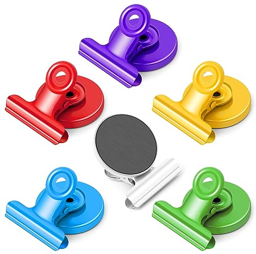 FINDMAG Fridge Magnets Clip, 6 Pack Colorful Magnetic Clips Heavy Duty